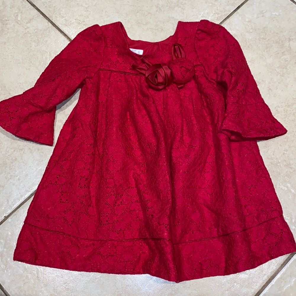 Laura Ashley Lace red girls dress Sz 4T